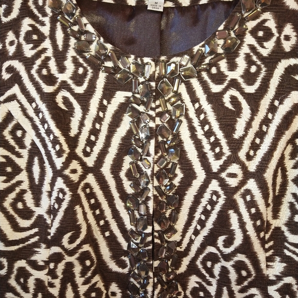 Louis Dell Olio brown cream skirt set bohemian beaded collar and cuffs vintage - Picture 3 of 8